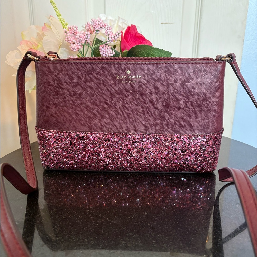 Kate Spade Burgundy and Glitter Crossbody Bag - Picture 2 of 4